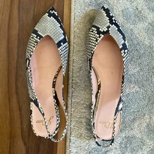 Jcrew snakeskin sling back flats size 7